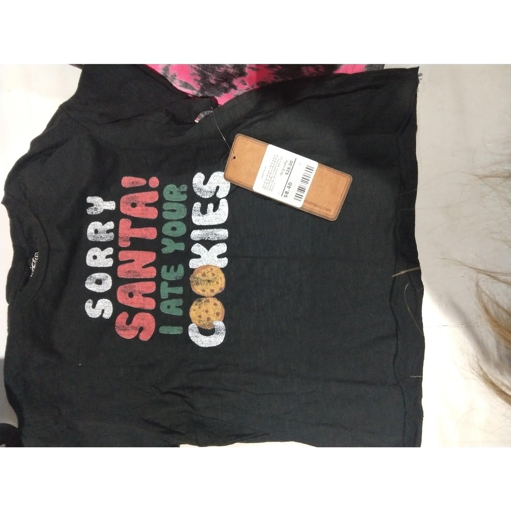 The Original Retro Brand Kids- Slub Slightly Cropped Sorry Santa Tee,Black LG